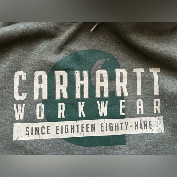 Carhartt Men’s Hoodie 2XL Original Fit Green Pullover Workwear Sweatshirt - Picture 5 of 11